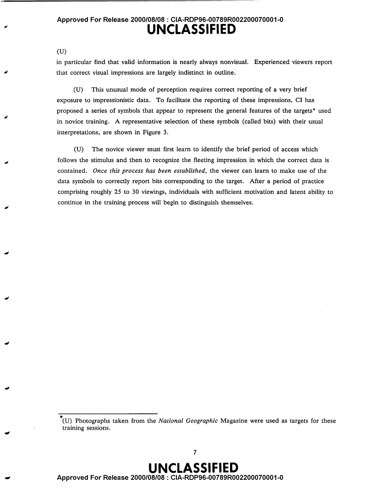 CIA declassified remote viewing training procedure — the three-step protocol from the 1986 STARGATE manual